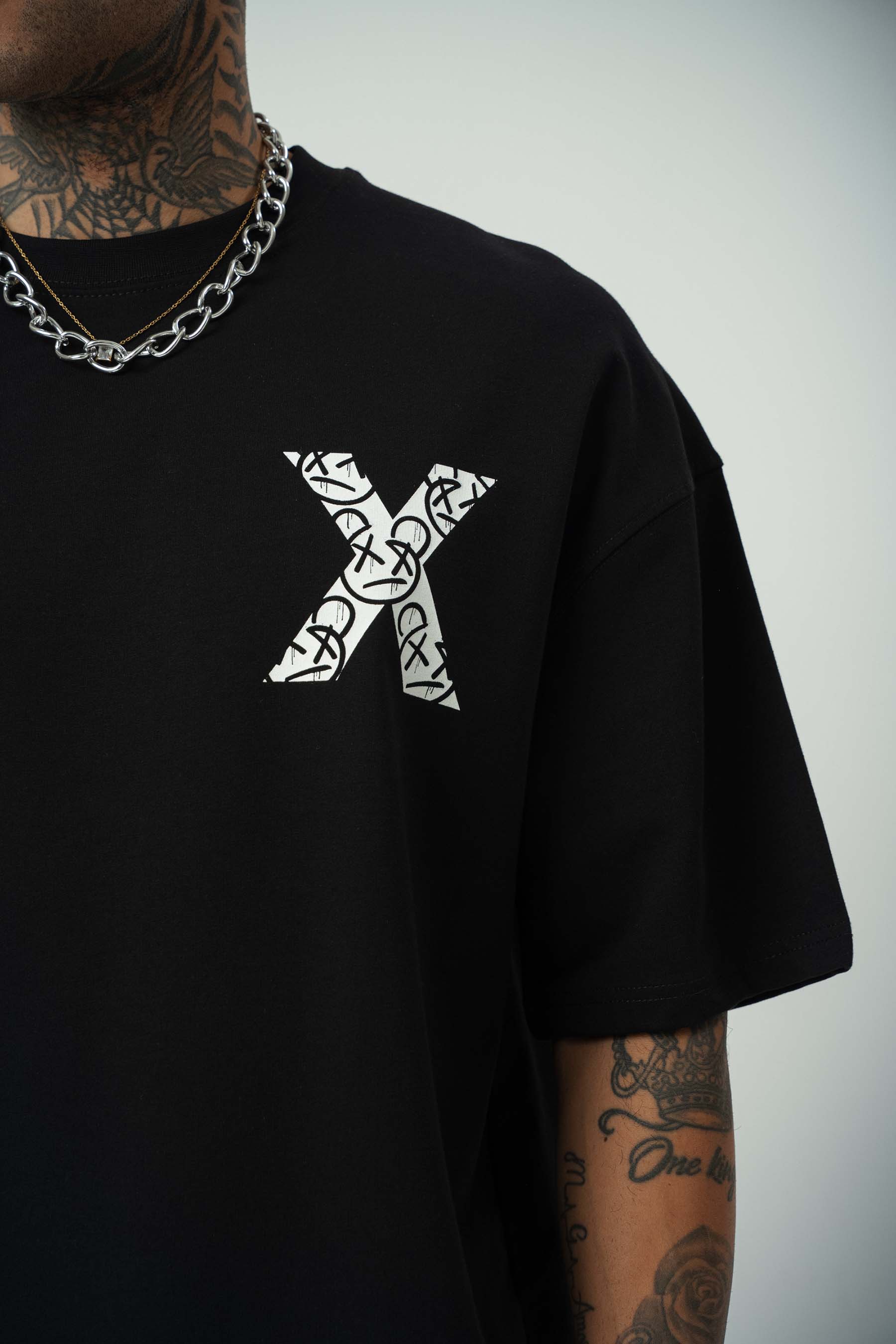 X Very Cool Boys Baskılı Siyah Oversize T-Shirt