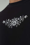 Handmade Sprit Etnik Desenli Nakış Detaylı Siyah Oversize Baskılı T-Shirt