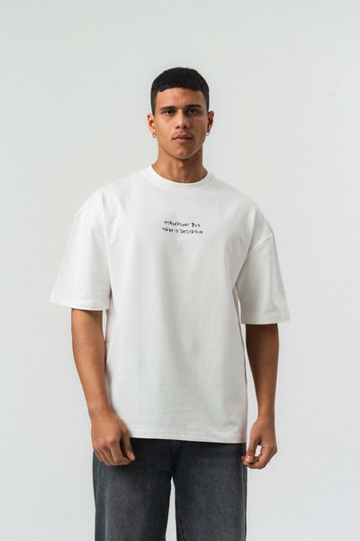 Horsepower Dekoratif Araba Baskılı Beyaz Oversize Baskılı T-Shirt