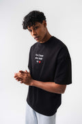 Who Holds My Heart Siyah Oversize Baskılı T-Shirt