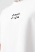 Game Over Beyaz Oversize Baskılı T-Shirt