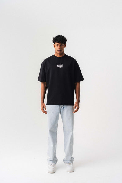 Game Over Siyah Oversize Baskılı T-Shirt