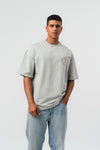 Jack Cactus Nakış Detaylı Gri Oversize Baskılı T-Shirt