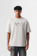 Joker Put On Happy Face Gri Oversize Baskılı T-Shirt