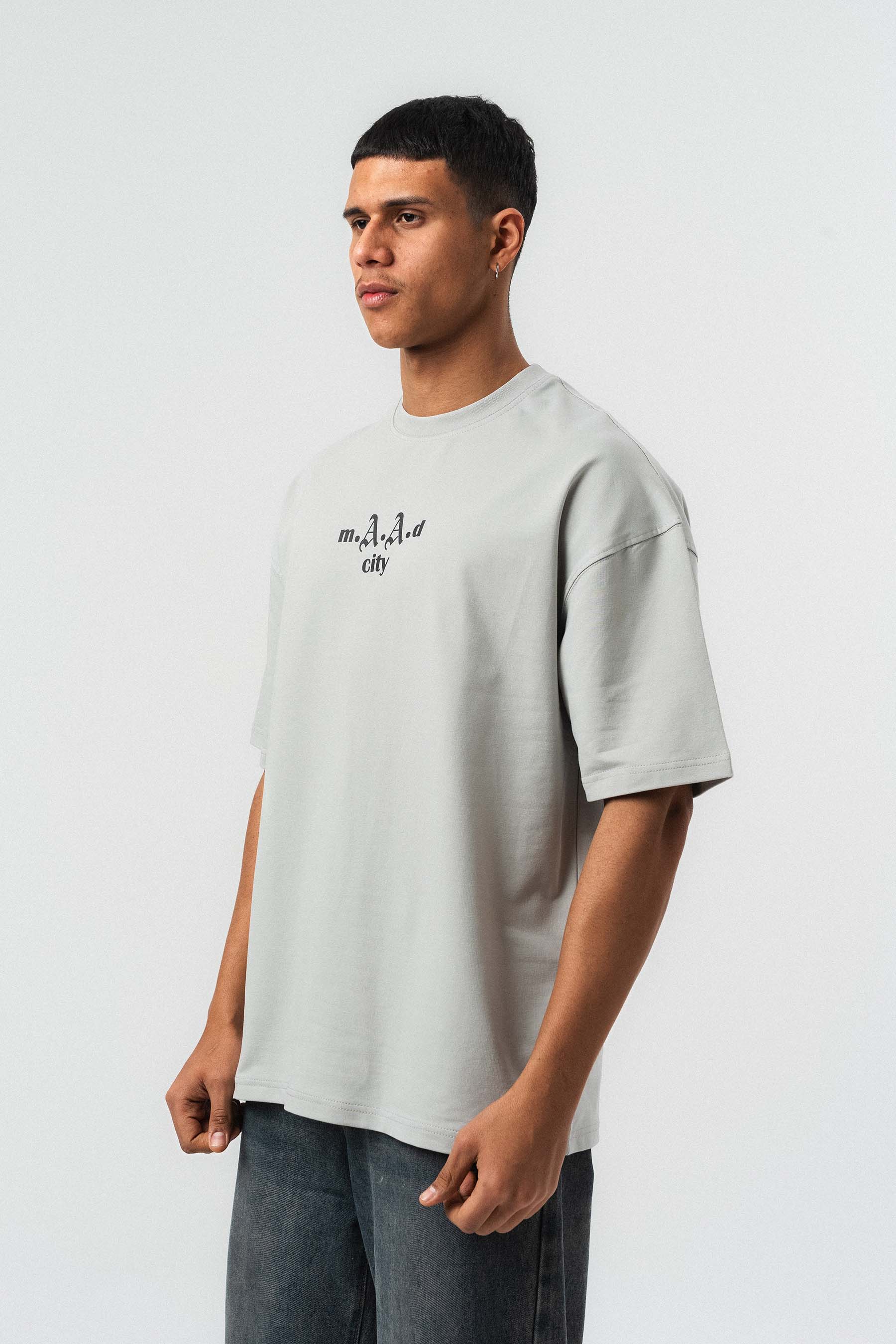 Kendrick Lamar Baskılı Gri Oversize Baskılı T-Shirt