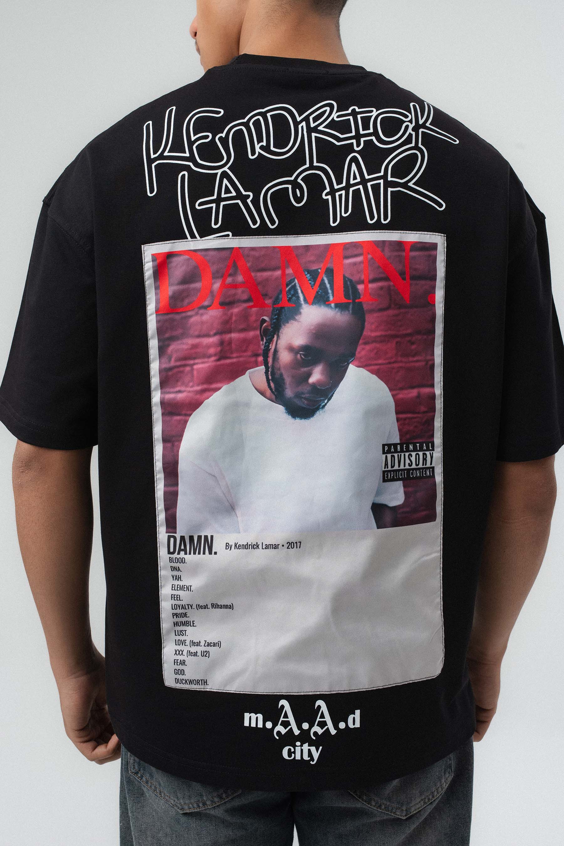 Kendrick Lamar Baskılı Siyah Oversize Baskılı T-Shirt