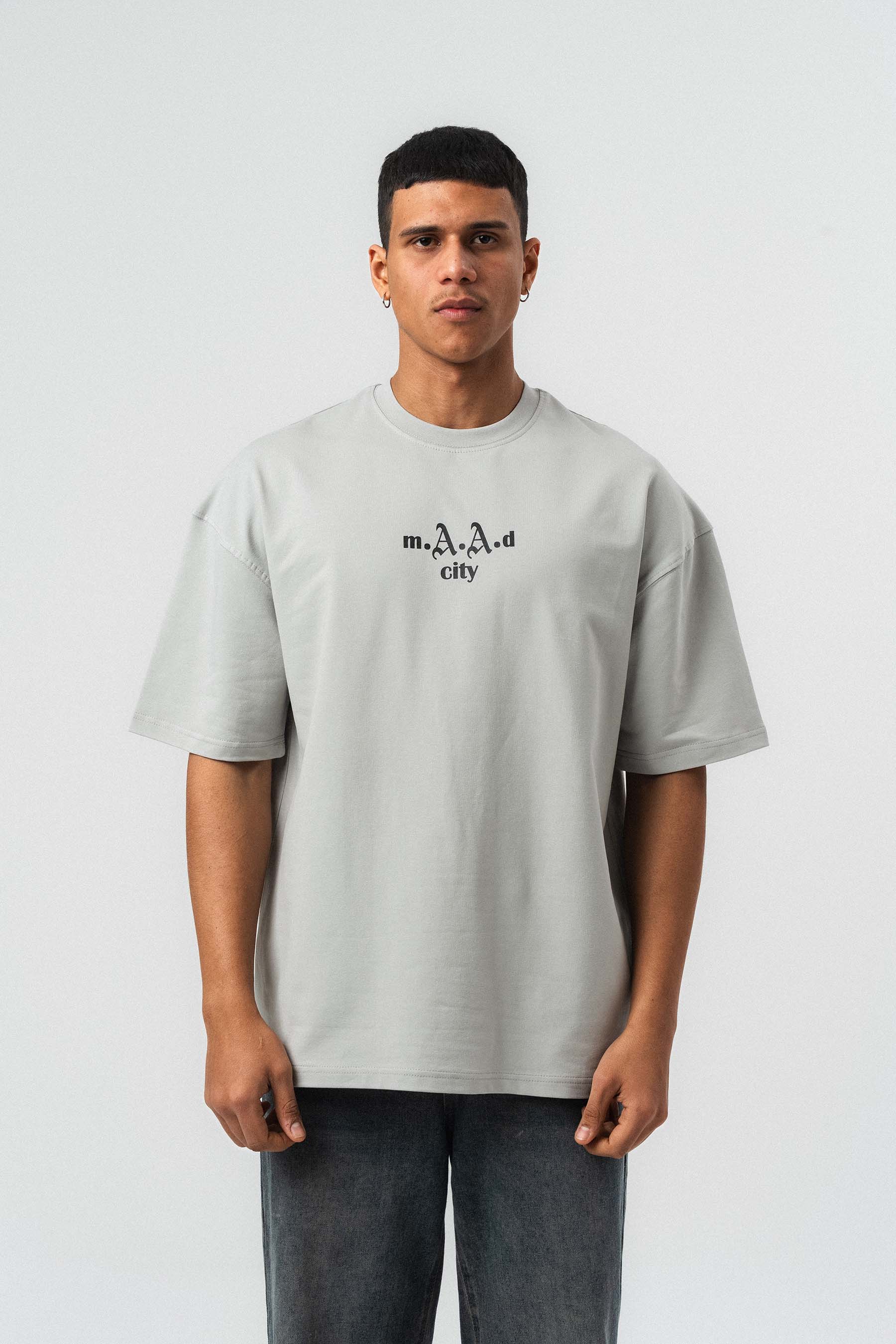 Kendrick Lamar Baskılı Gri Oversize Baskılı T-Shirt