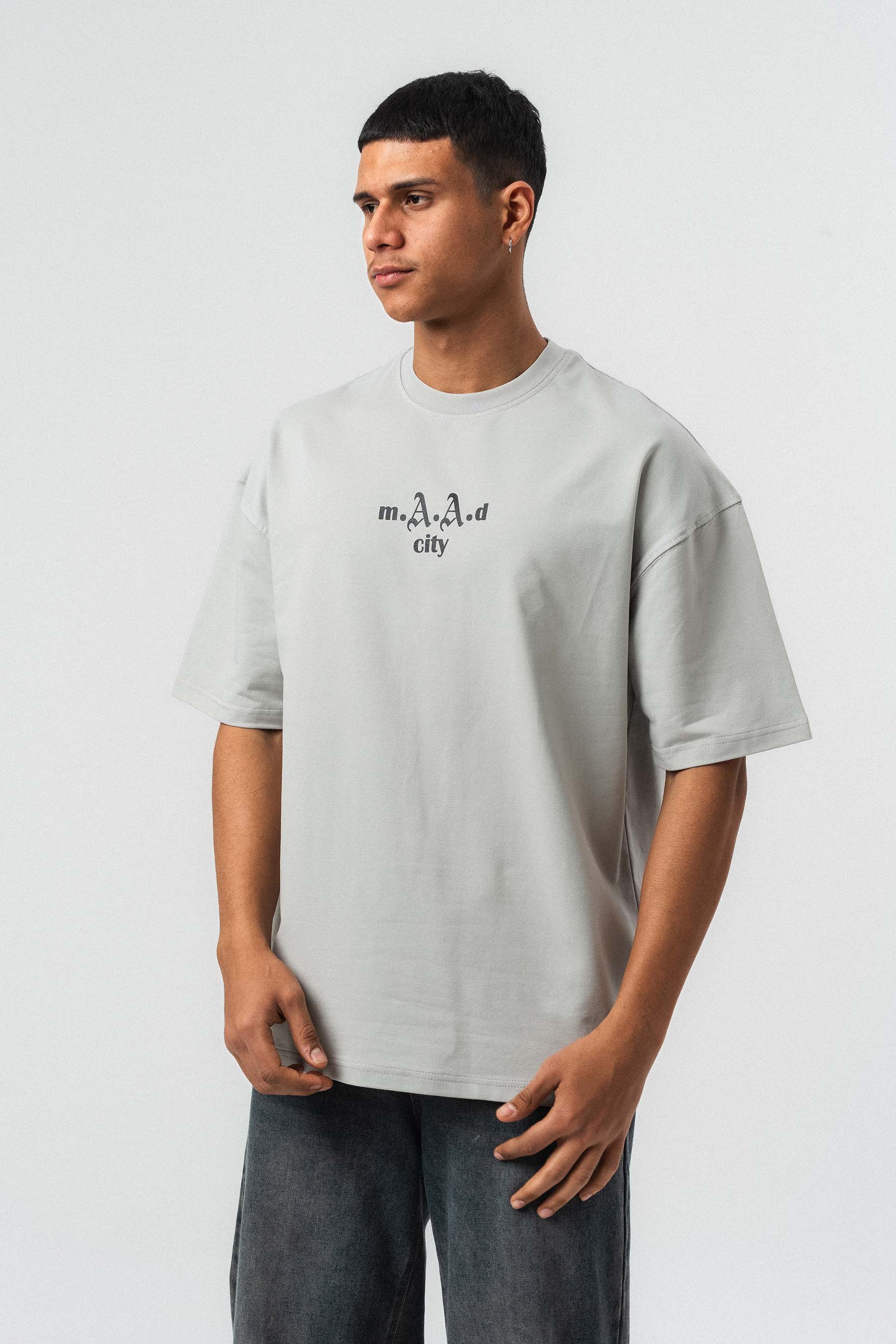 Kendrick Lamar Baskılı Gri Oversize Baskılı T-Shirt