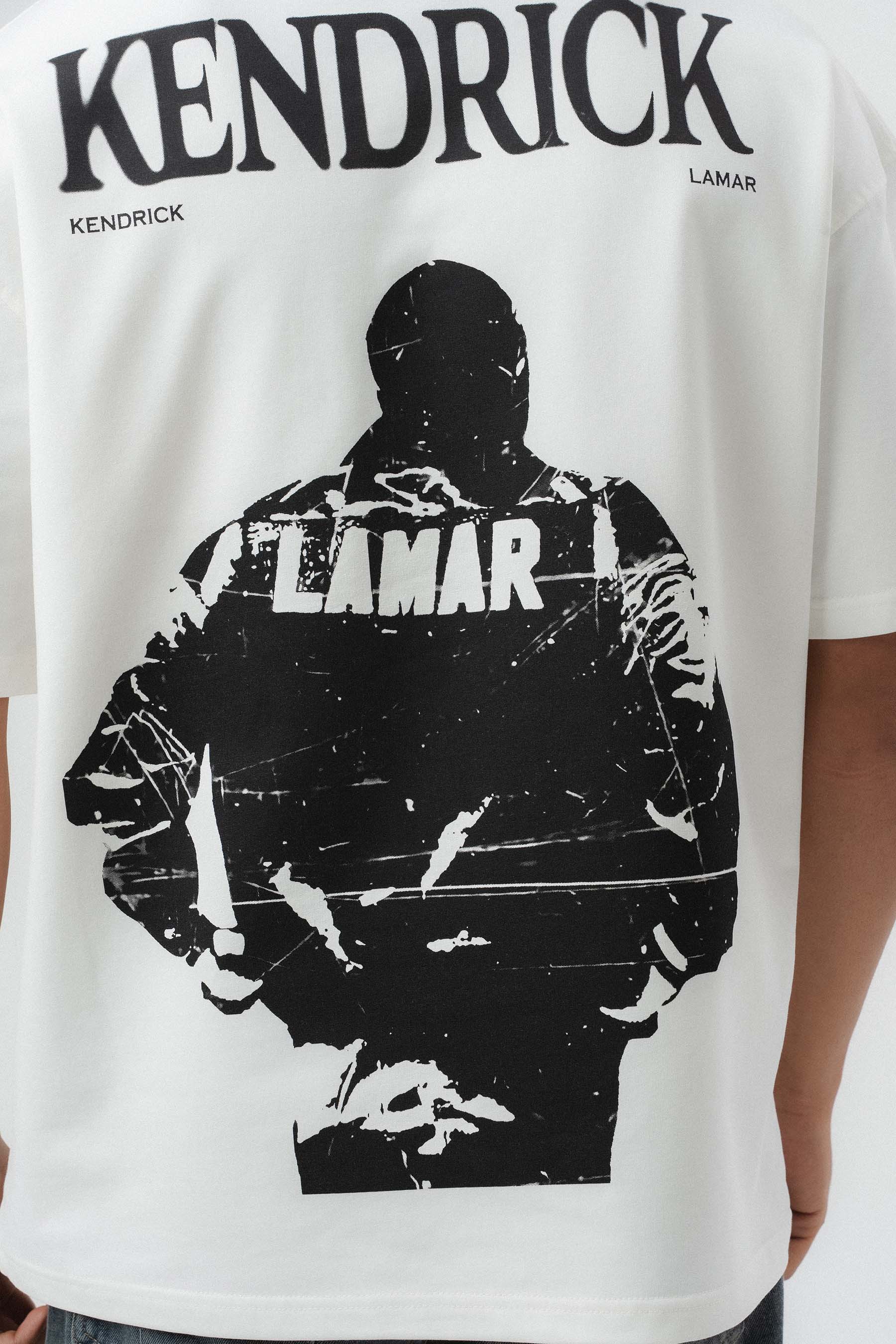 Kendrick Lamar Baskılı Beyaz Oversize Baskılı T-Shirt