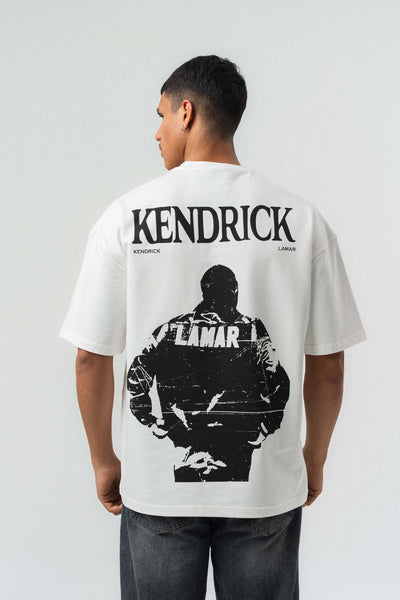 Kendrick Lamar Baskılı Beyaz Oversize Baskılı T-Shirt