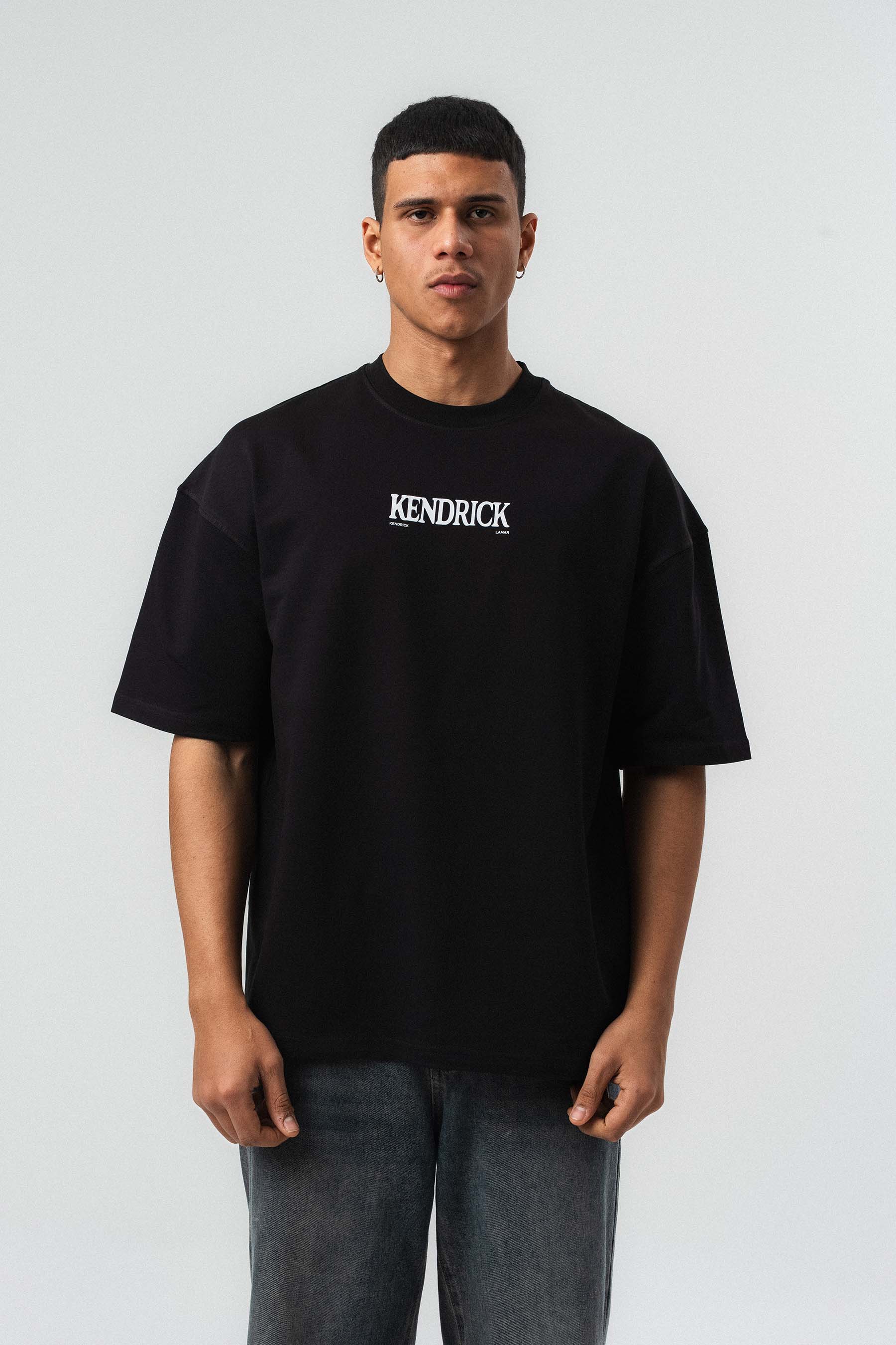 Kendrick Lamar Baskılı Siyah Oversize Baskılı T-Shirt
