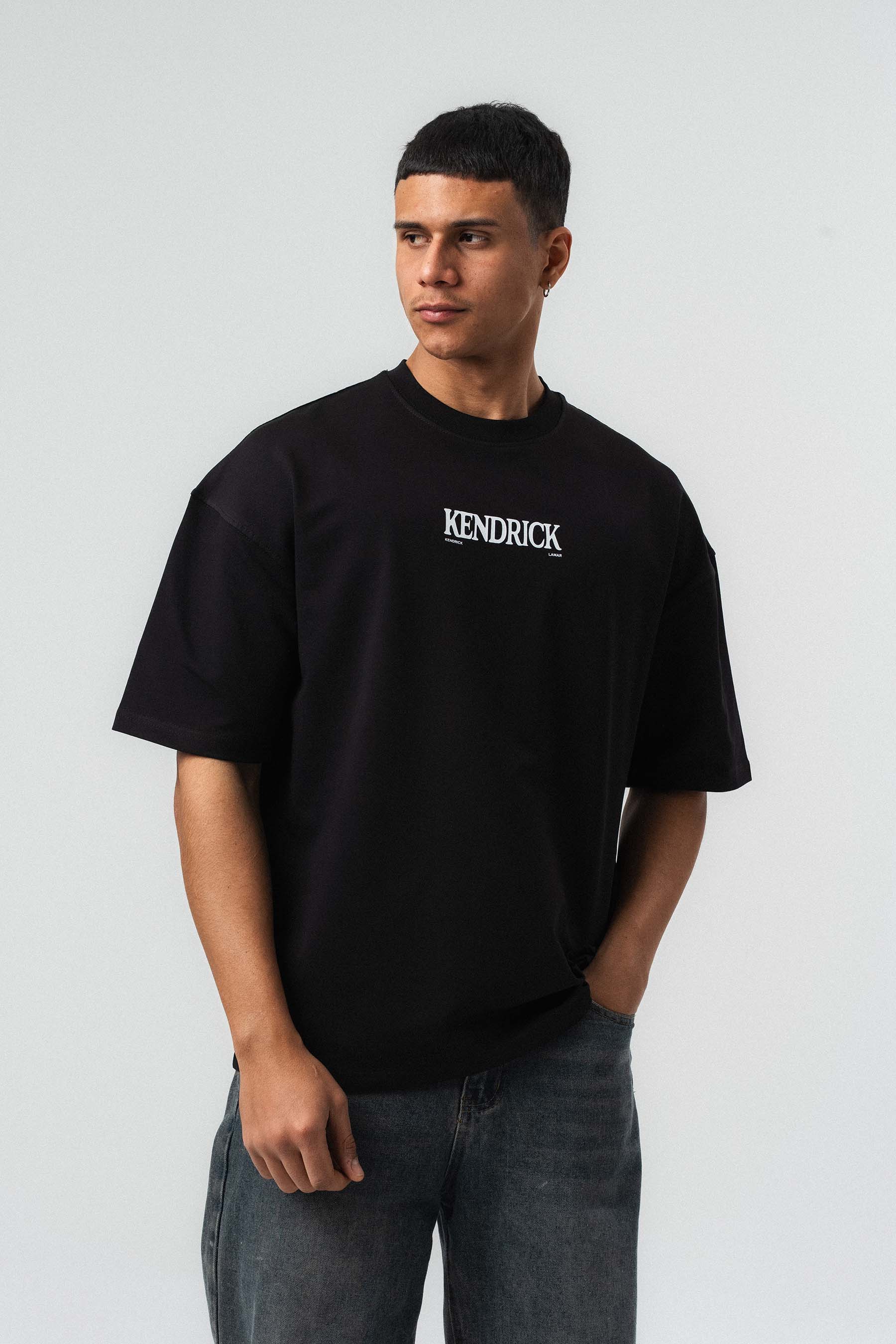 Kendrick Lamar Baskılı Siyah Oversize Baskılı T-Shirt
