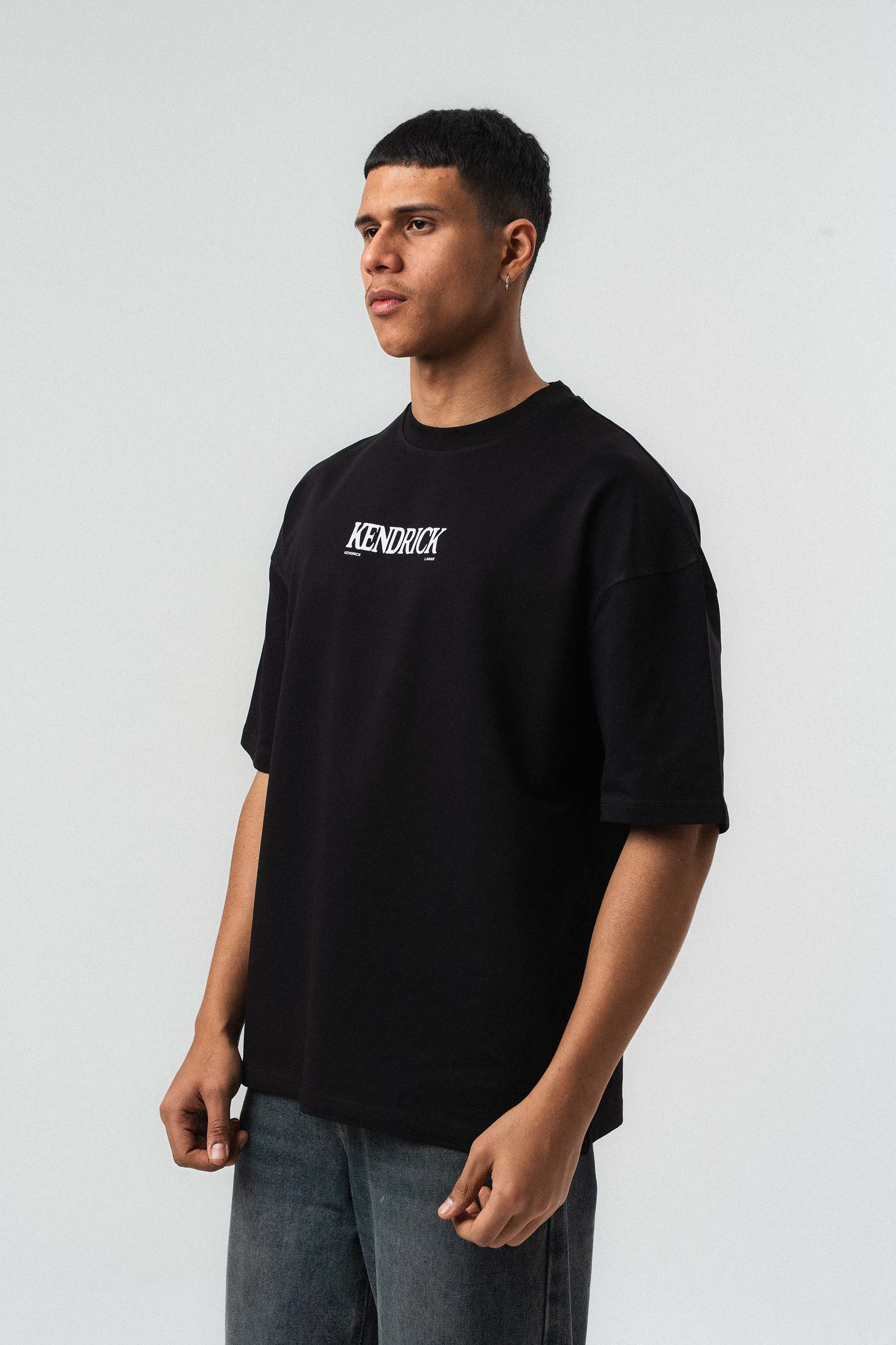 Kendrick Lamar Baskılı Siyah Oversize Baskılı T-Shirt