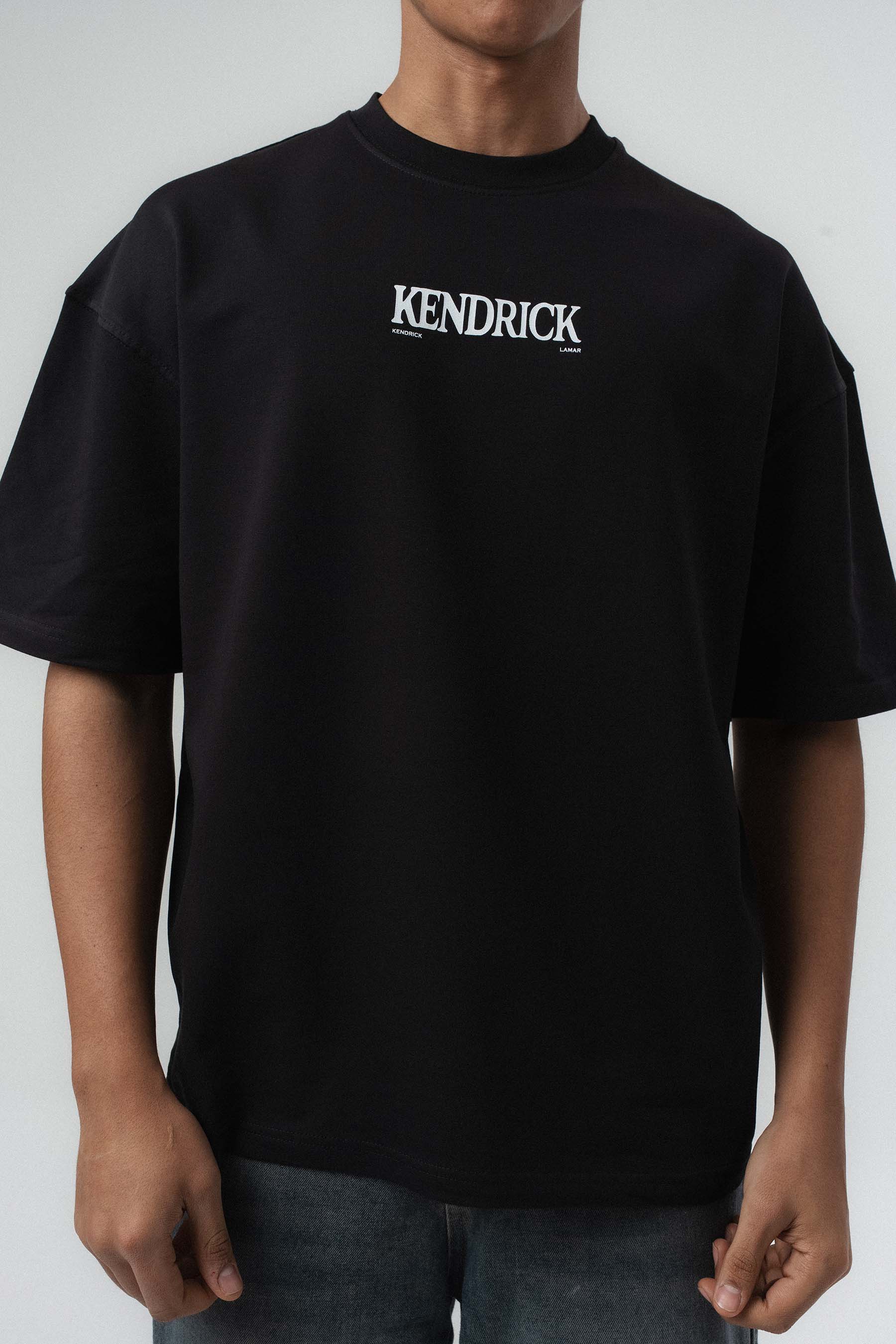 Kendrick Lamar Baskılı Siyah Oversize Baskılı T-Shirt