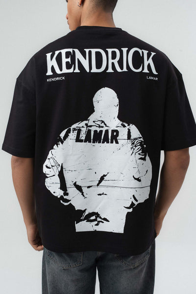 Kendrick Lamar Baskılı Siyah Oversize Baskılı T-Shirt