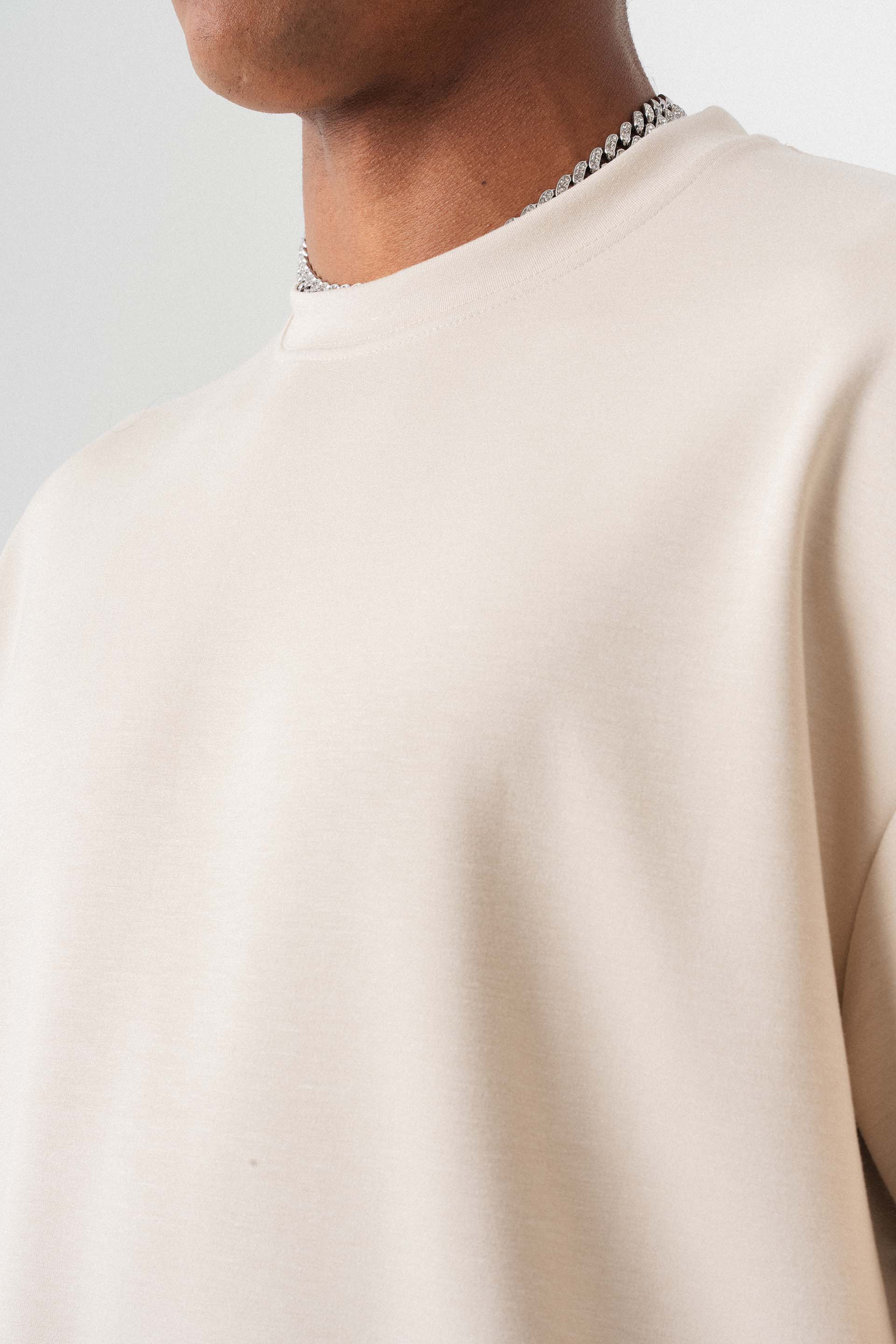 Oversize Basic Krem T-Shirt