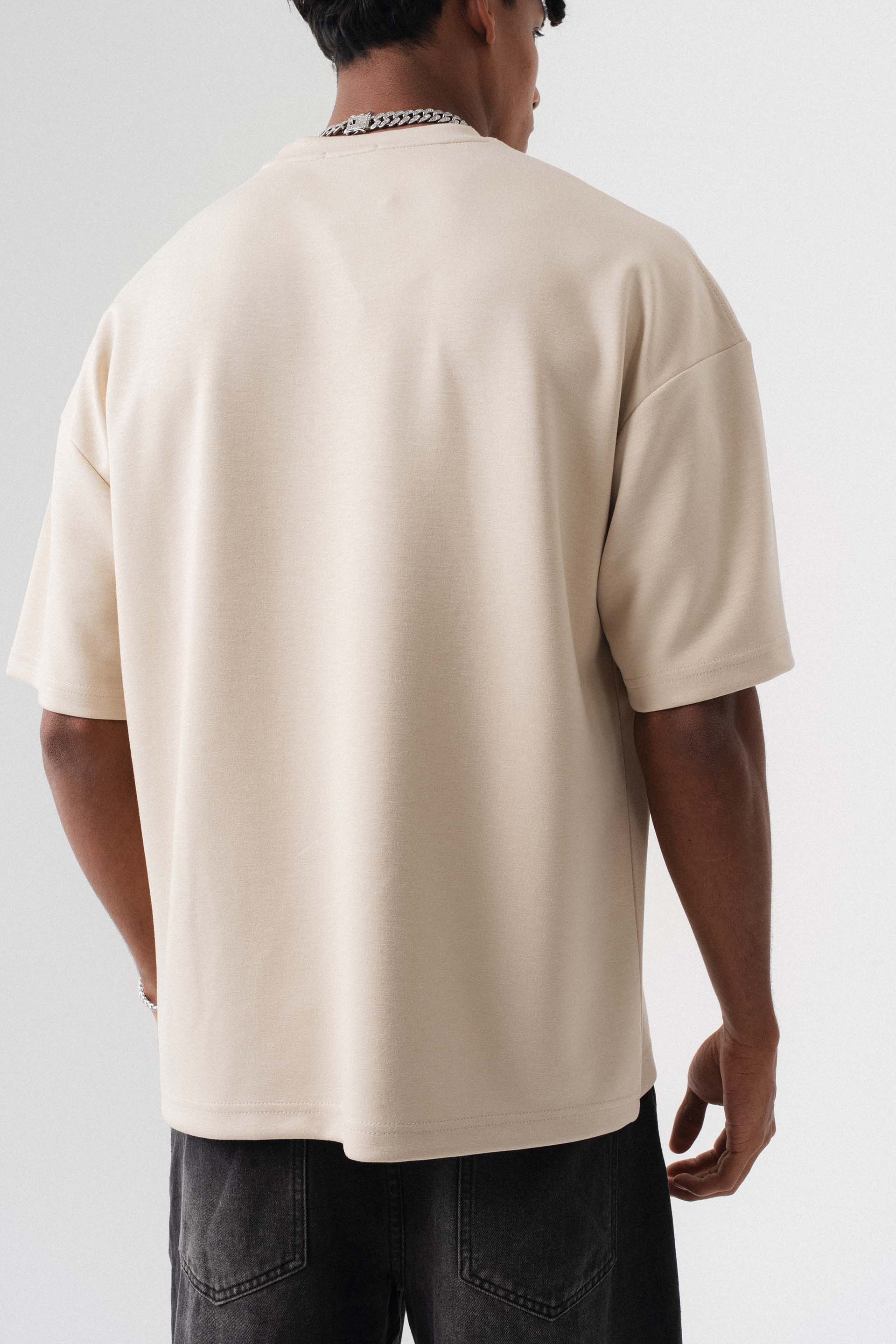 Oversize Basic Krem T-Shirt