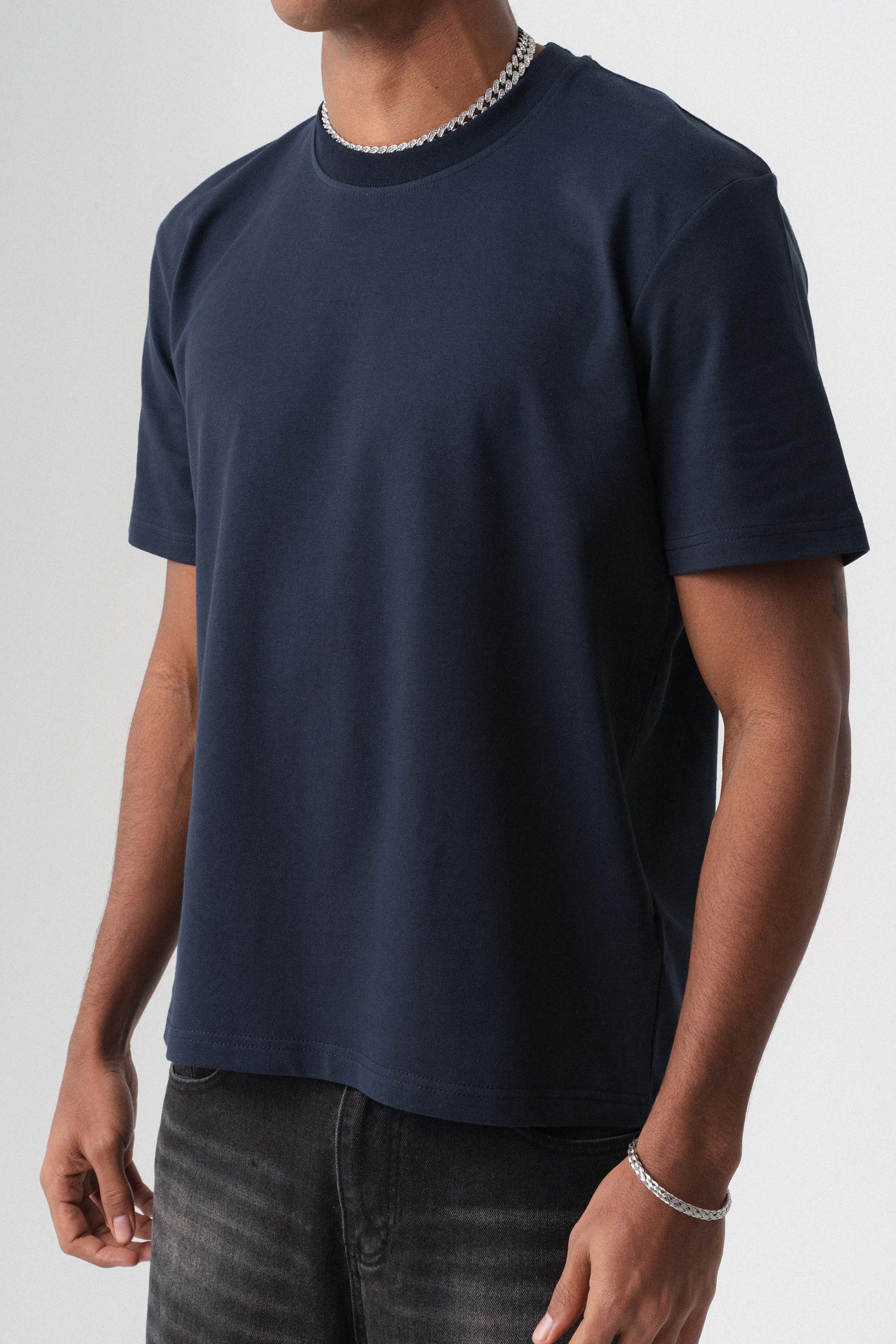 Oversize Basic Lacivert T-Shirt