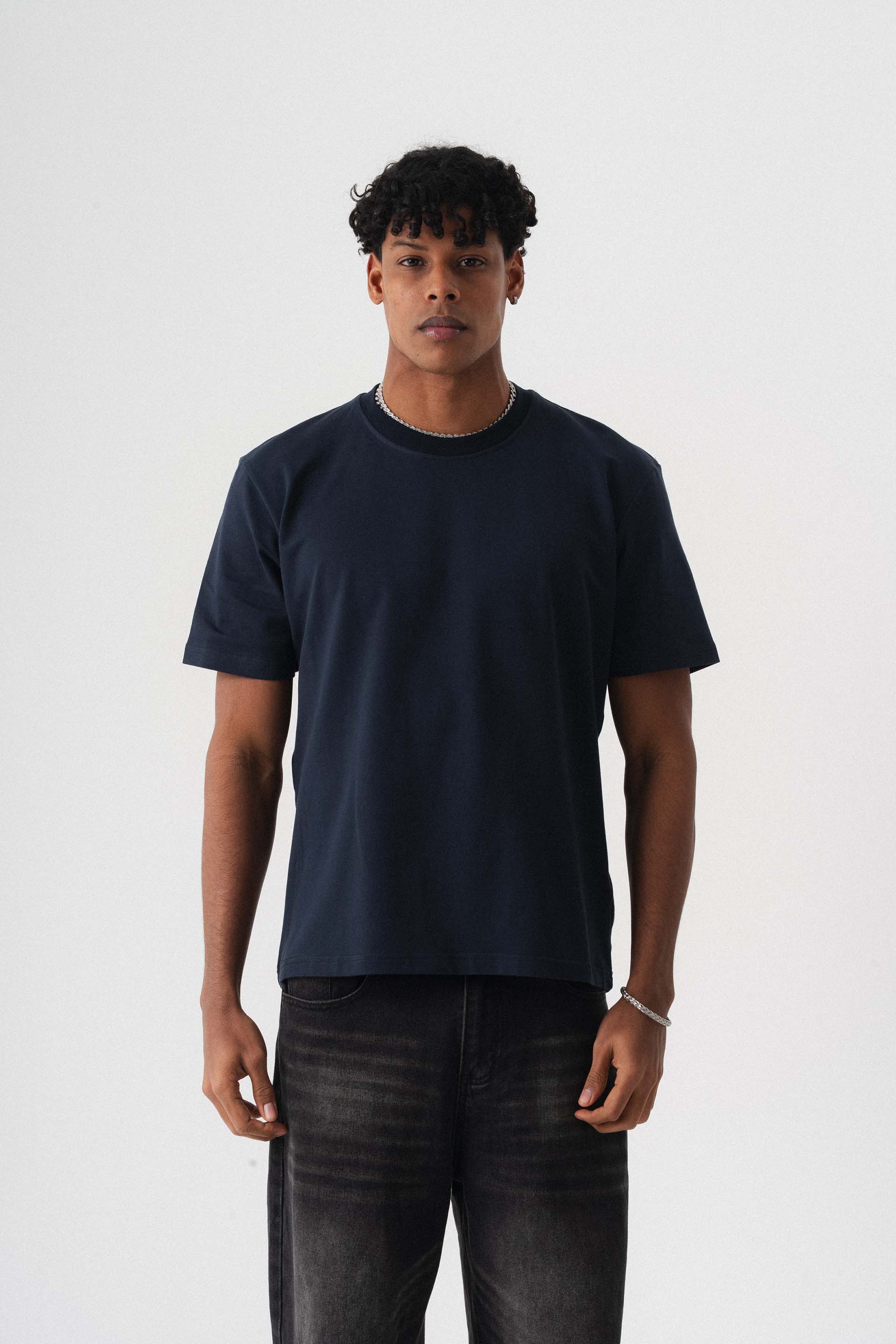 Oversize Basic Lacivert T-Shirt