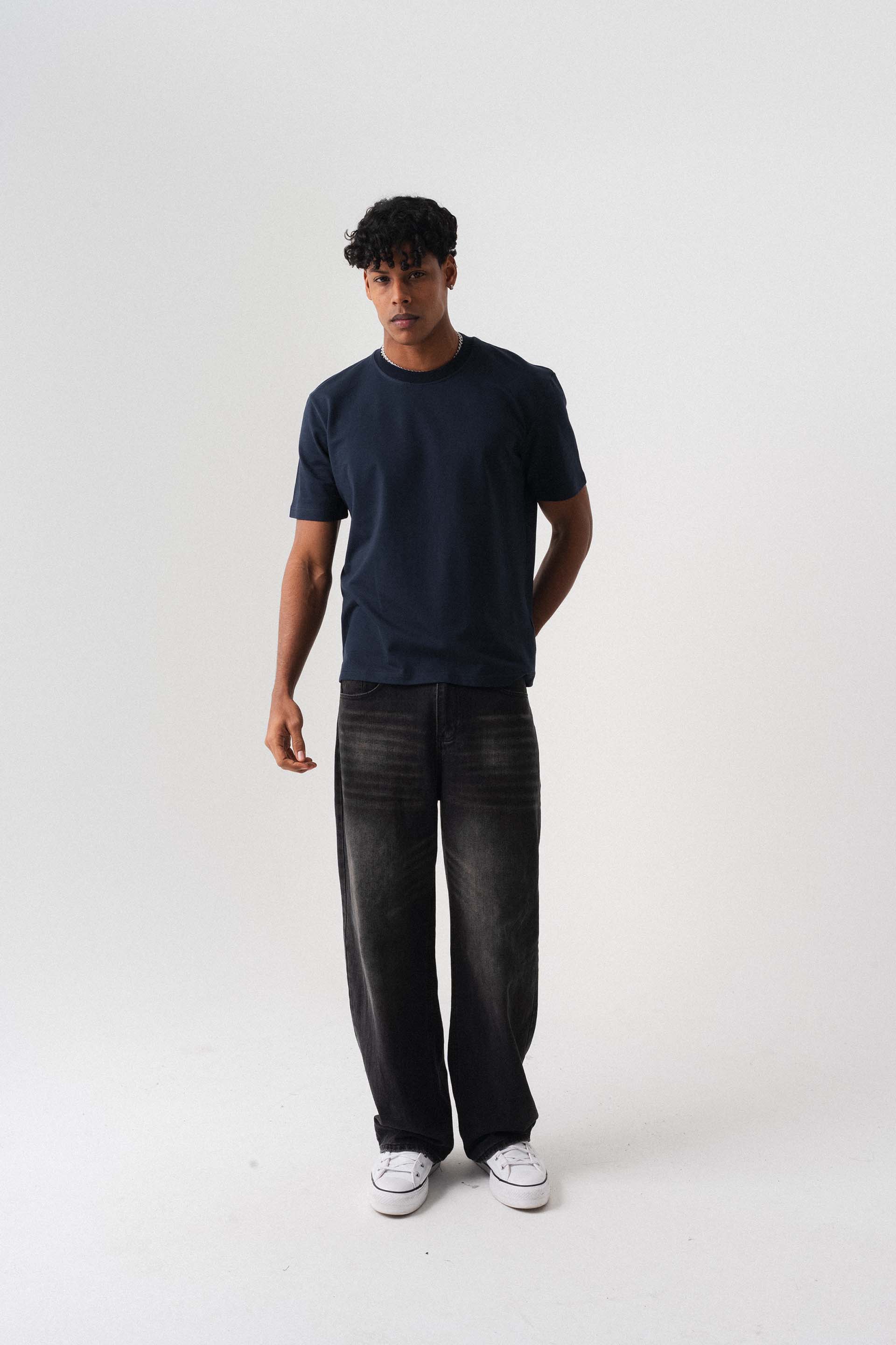 Oversize Basic Lacivert T-Shirt
