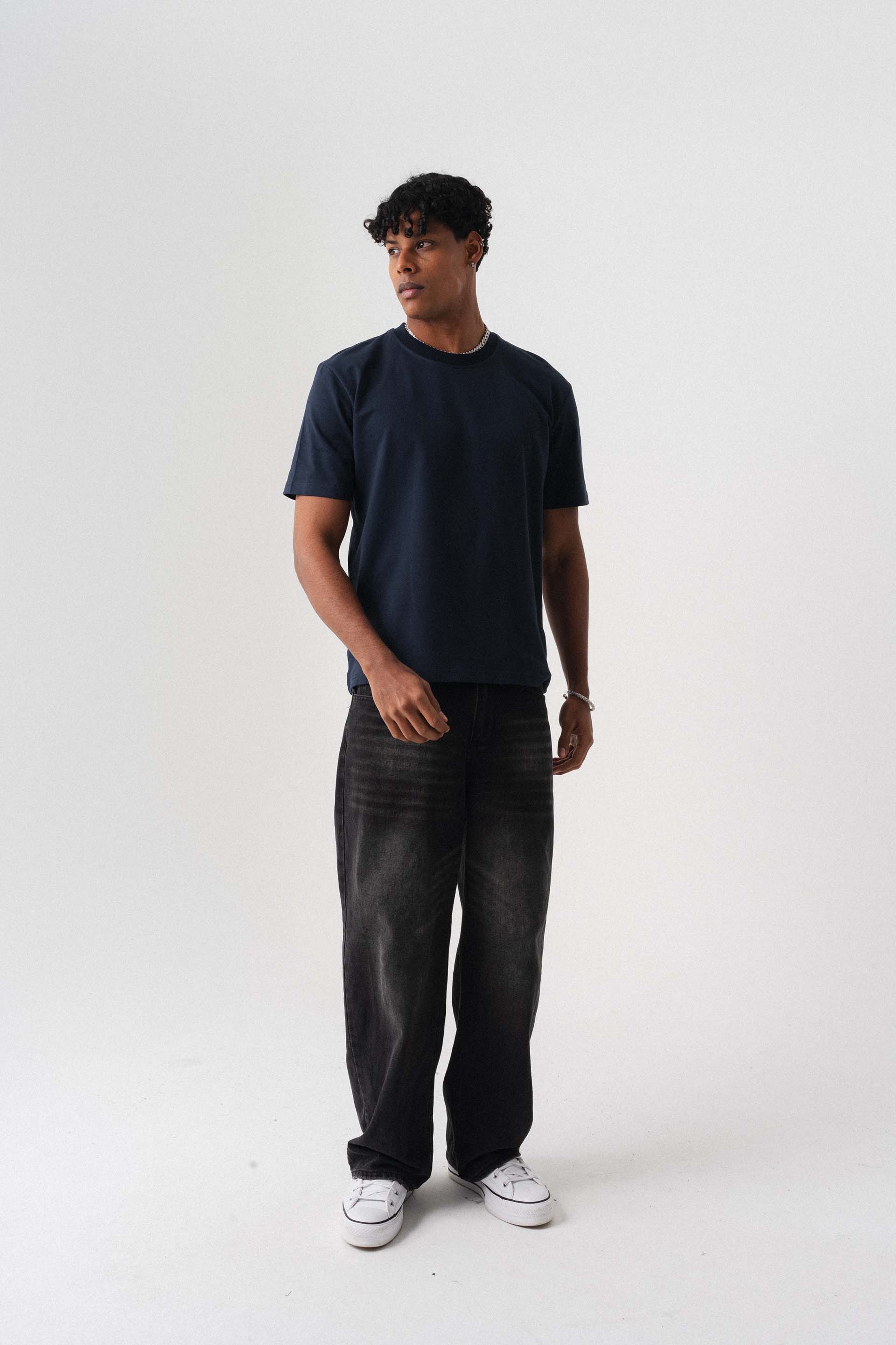Oversize Basic Lacivert T-Shirt
