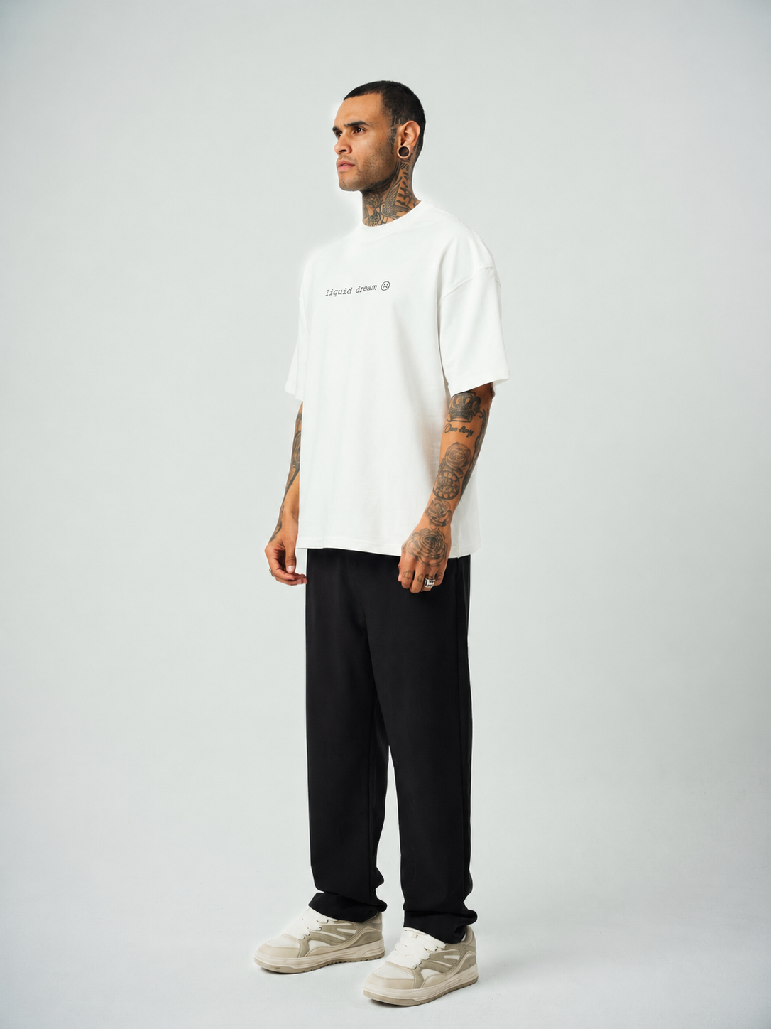 Liquid Dream Baskılı Beyaz Oversize T-Shirt