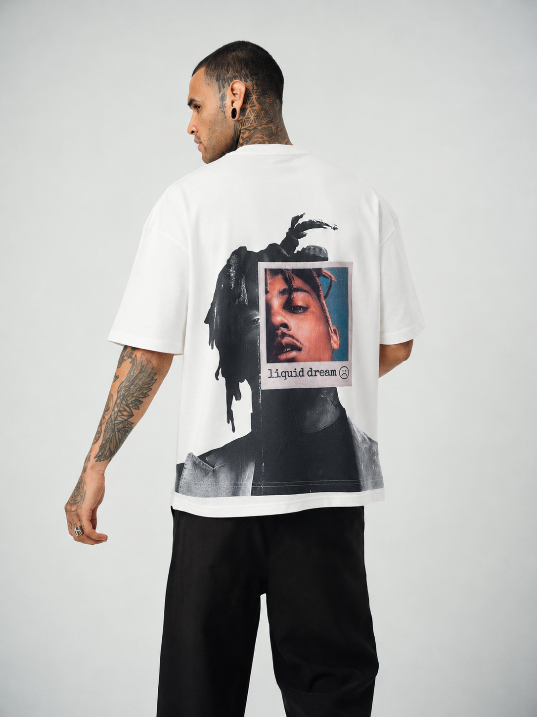 Liquid Dream Baskılı Beyaz Oversize T-Shirt