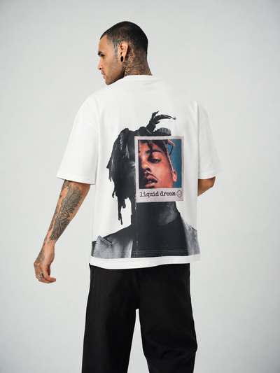 Liquid Dream Baskılı Beyaz Oversize T-Shirt