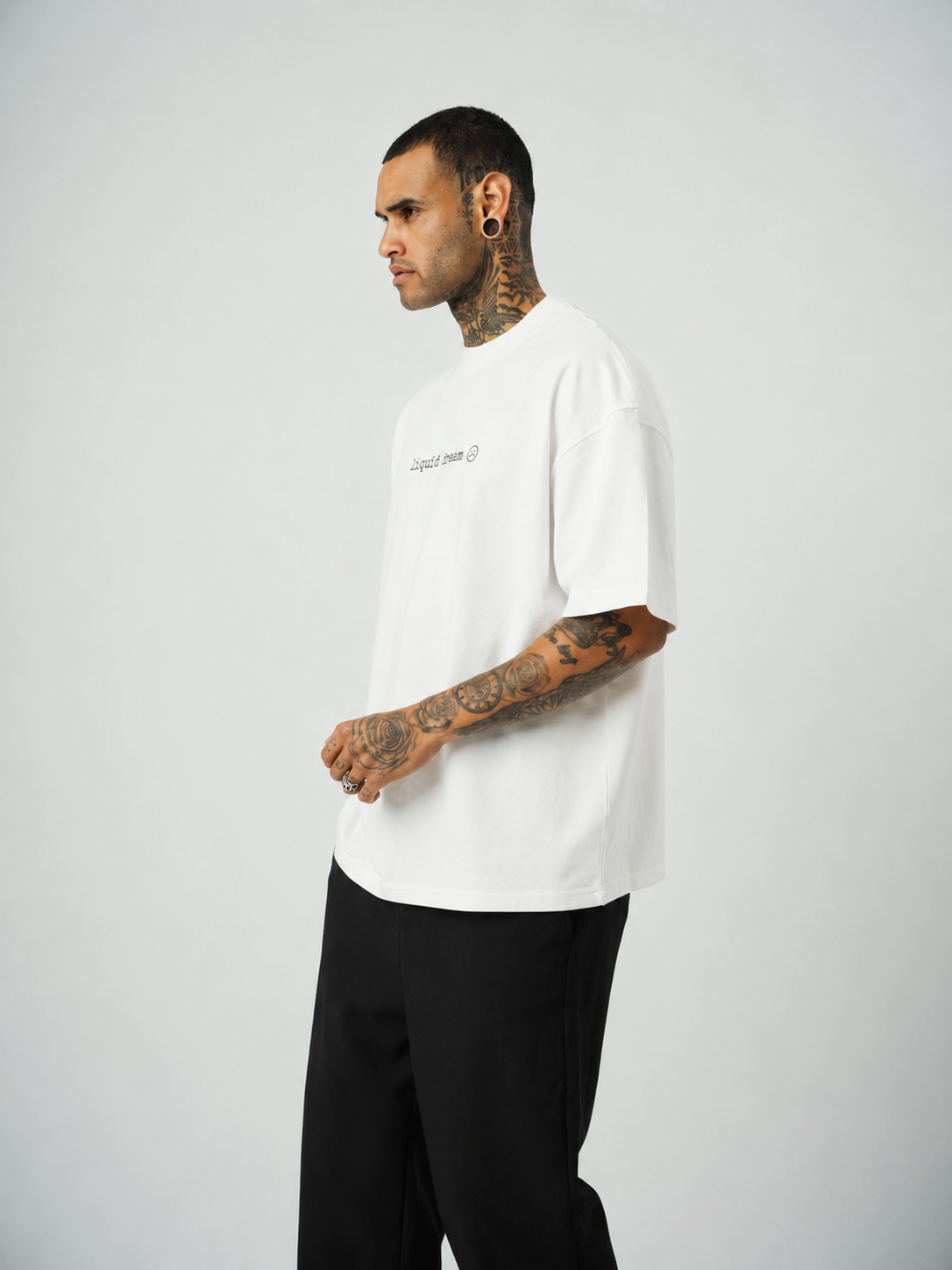 Liquid Dream Baskılı Beyaz Oversize T-Shirt