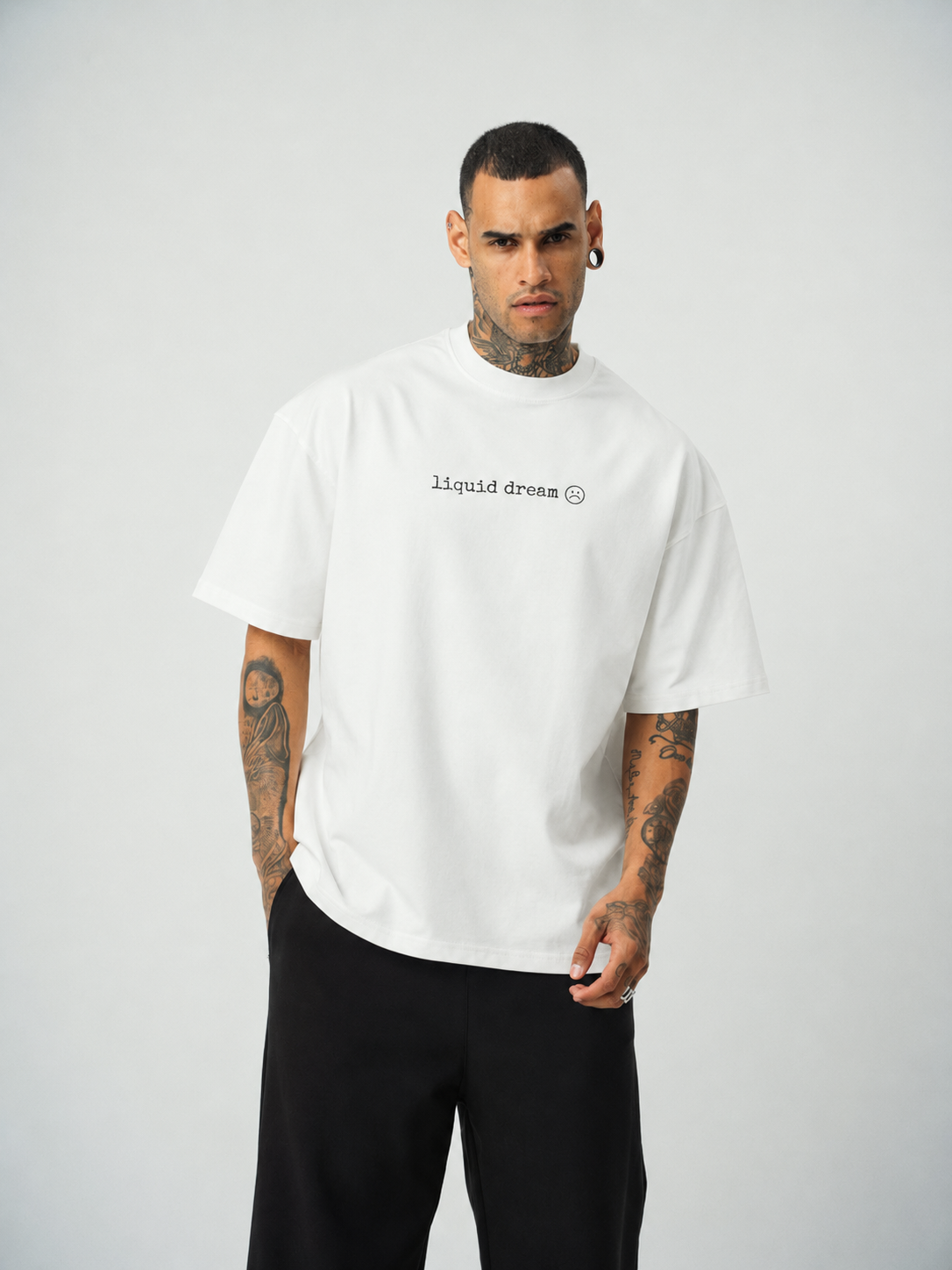 Liquid Dream Baskılı Beyaz Oversize T-Shirt