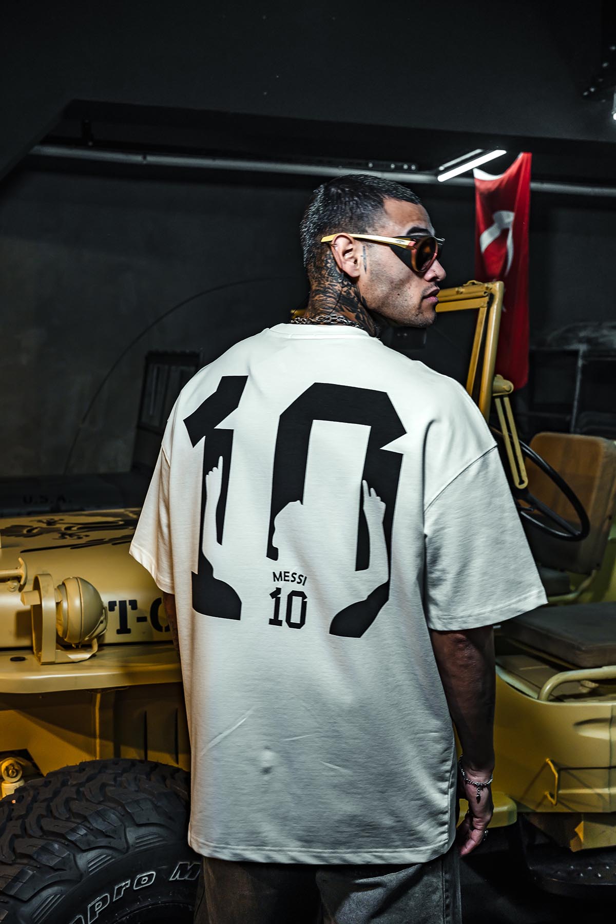 Messi 10 Numara Baskılı Oversize Beyaz T-Shirt