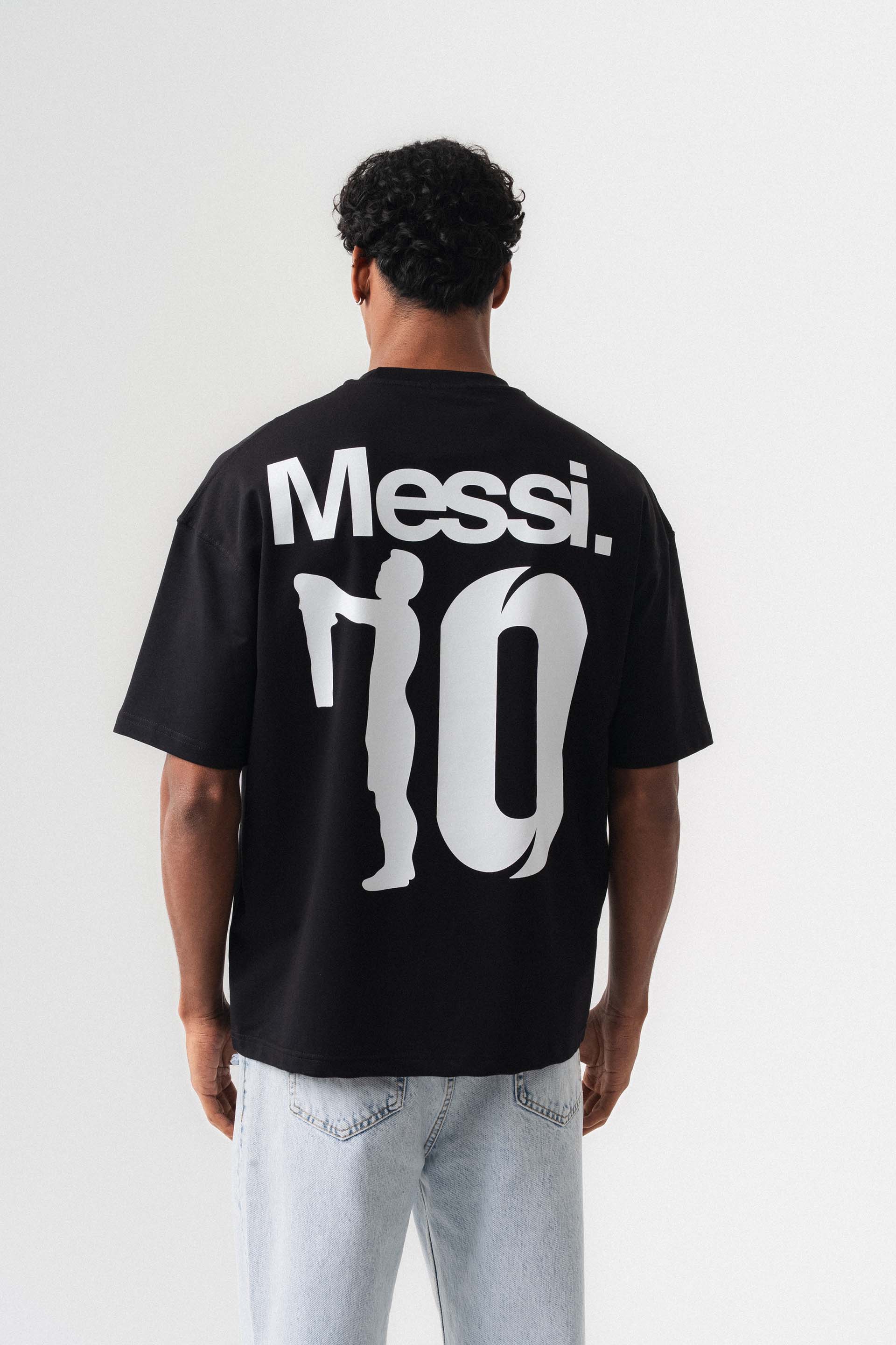 Messi 10 Siyah Oversize Baskılı T-Shirt