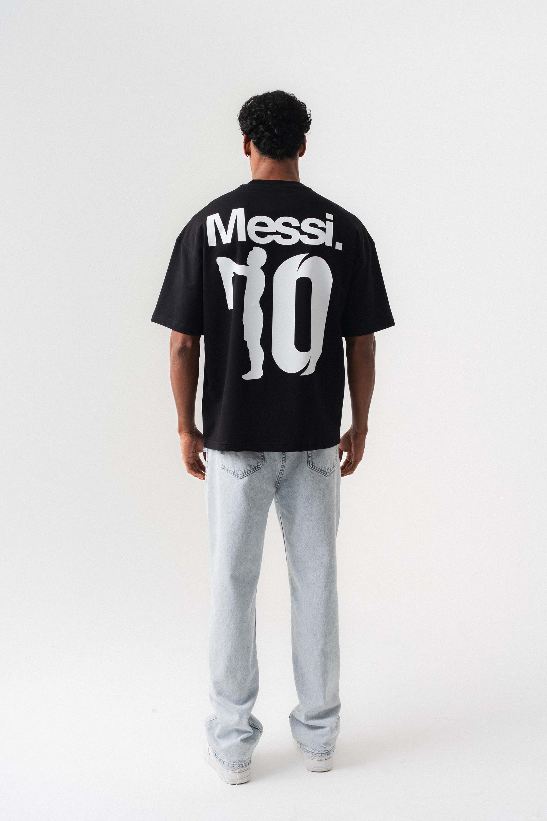 Messi 10 Siyah Oversize Baskılı T-Shirt