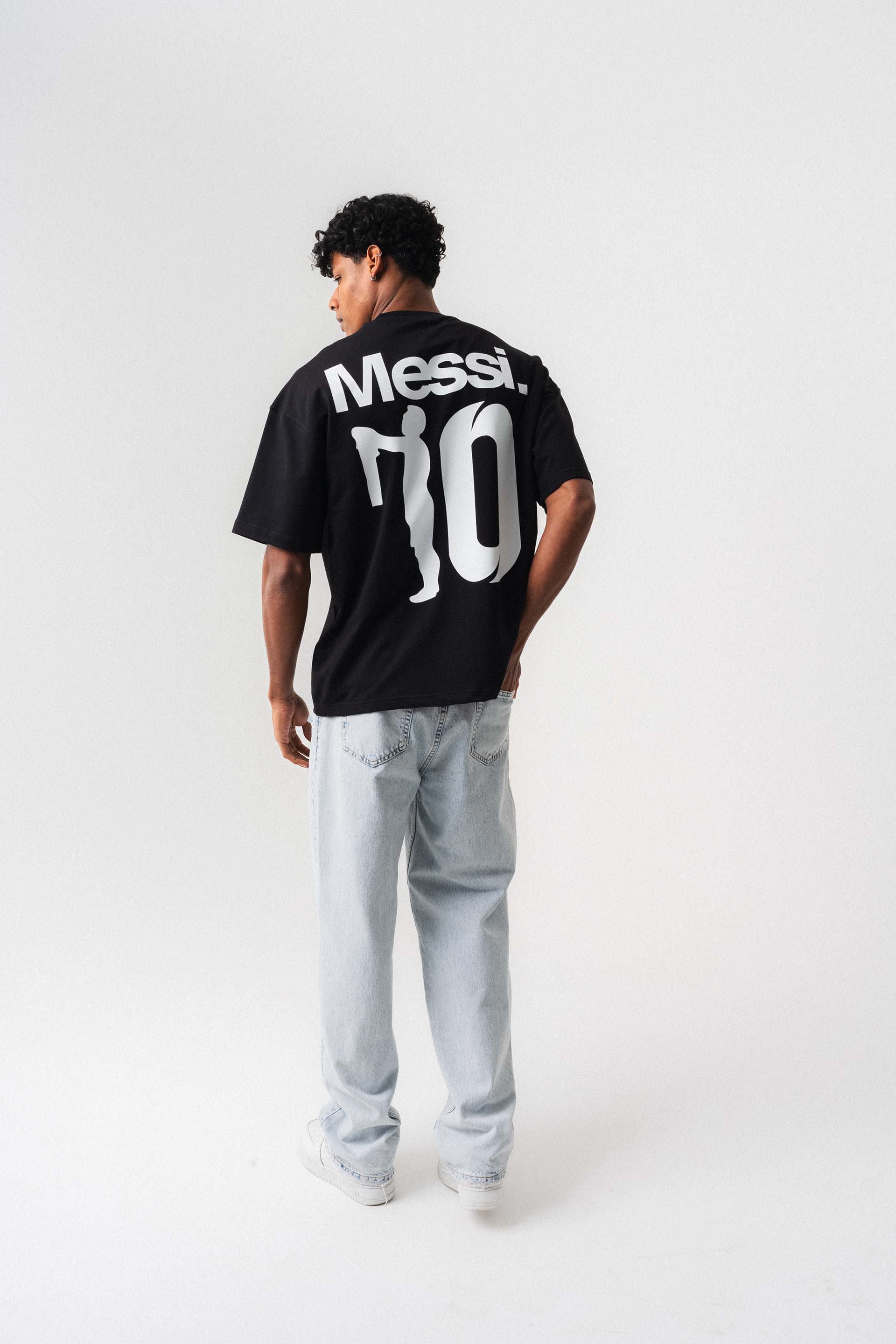 Messi 10 Siyah Oversize Baskılı T-Shirt
