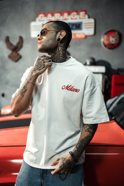 Milano Eva Embroidered Oversize White T-shirt