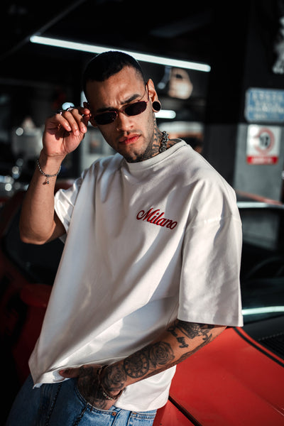 Milano Eva Embroidered Oversize White T-shirt