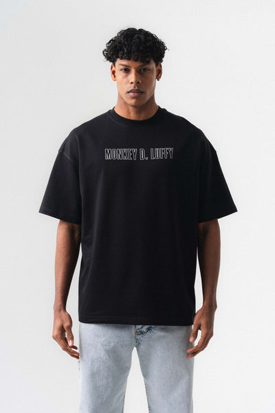 Monkey D-Luffy Baskılı Siyah Oversize Baskılı T-Shirt