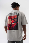 Monkey D-Luffy Gri Oversize Baskılı T-Shirt