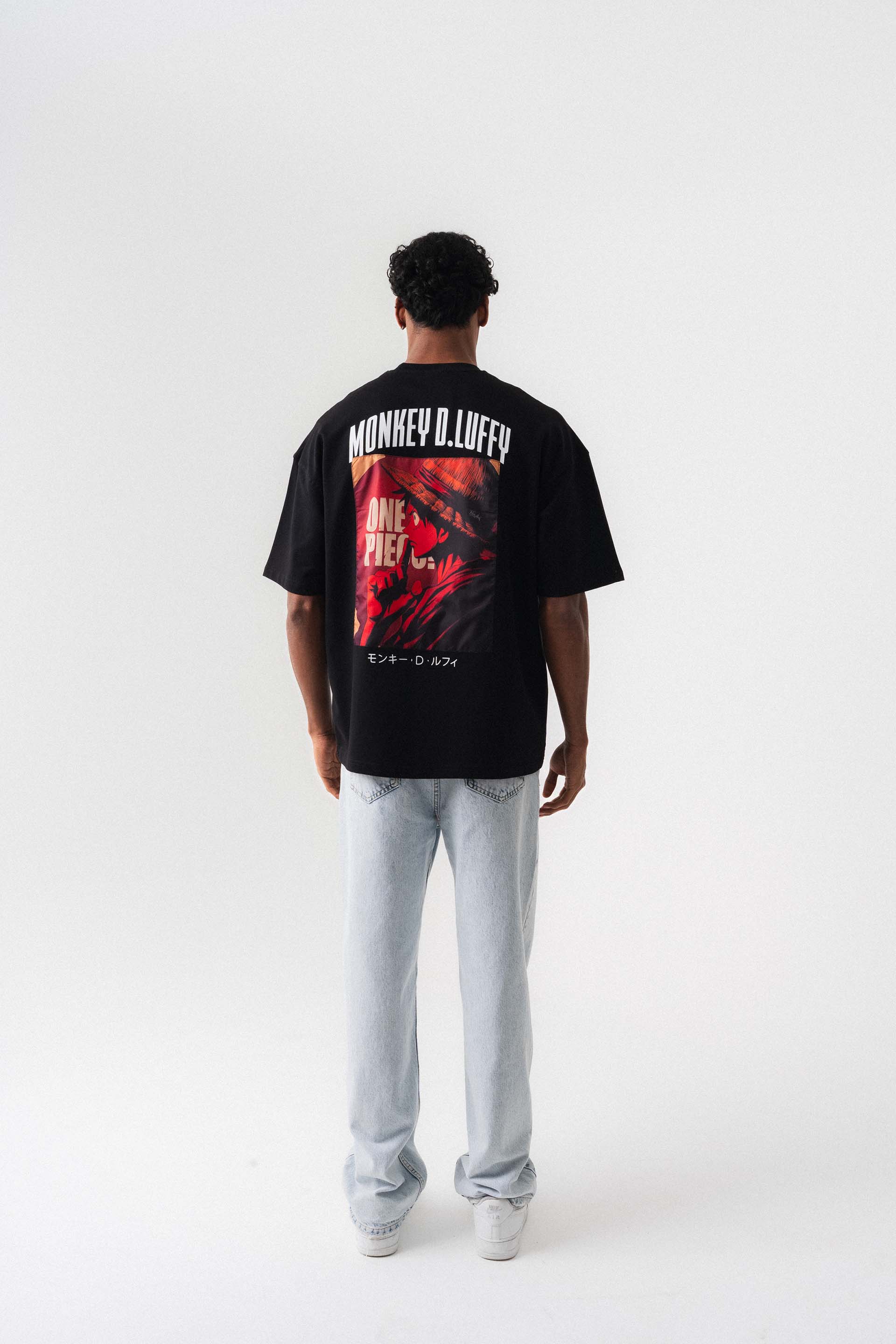 Monkey D-Luffy Baskılı Siyah Oversize Baskılı T-Shirt