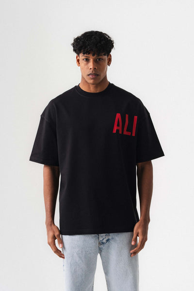 Muhammed Ali Siyah Oversize Baskılı T-Shirt