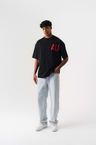 Muhammed Ali Siyah Oversize Baskılı T-Shirt