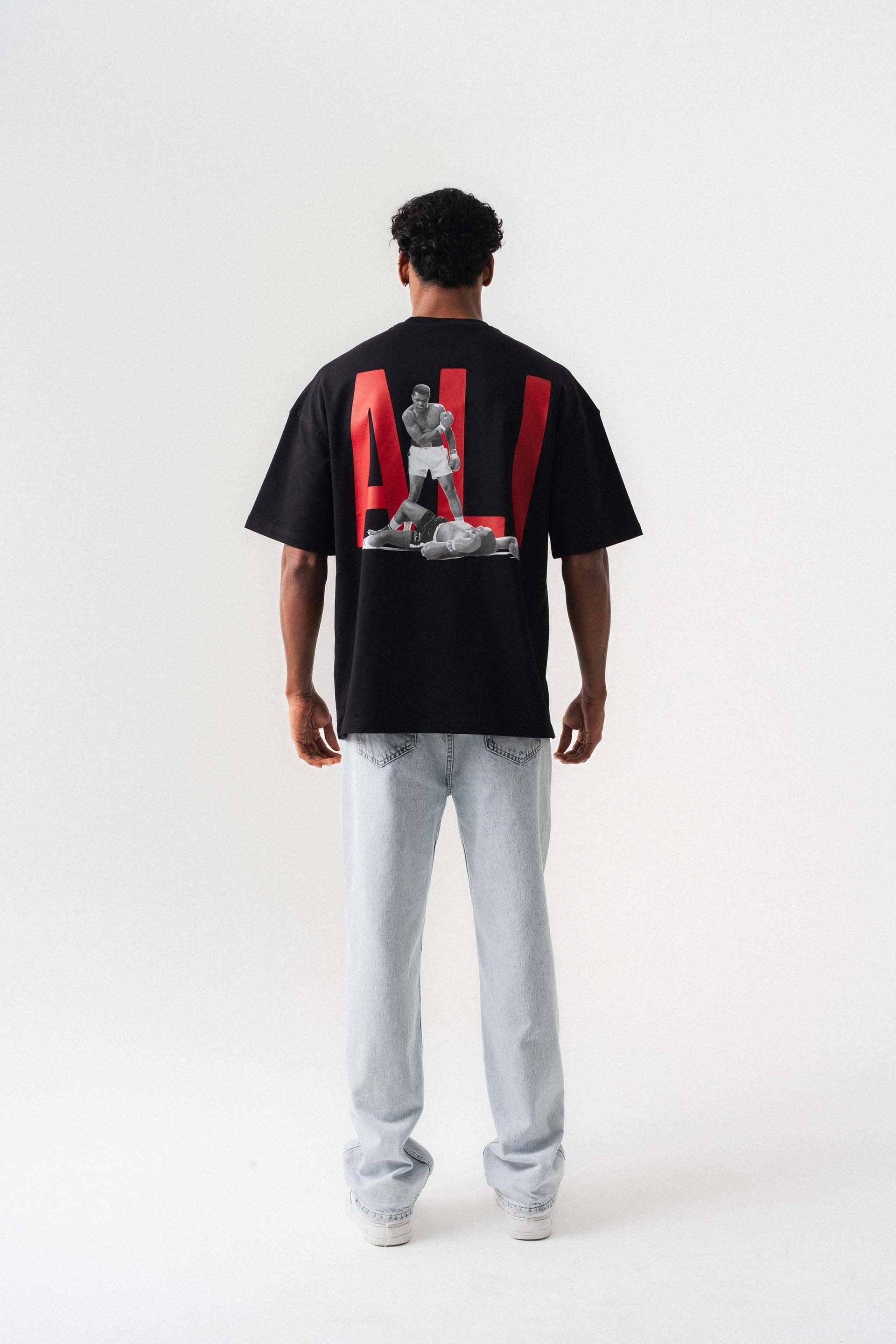 Muhammed Ali Siyah Oversize Baskılı T-Shirt