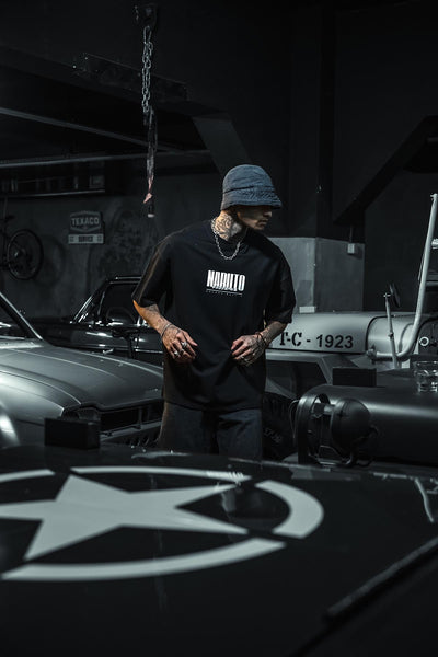 Naruto Baskılı Oversize Siyah T-Shirt