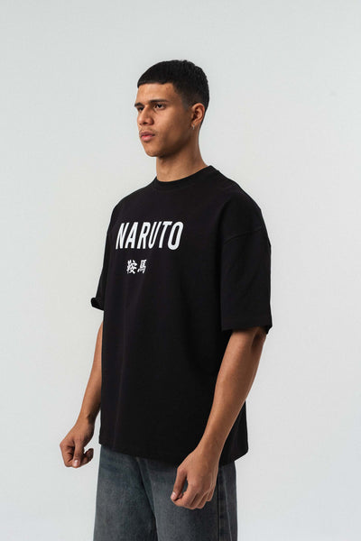 Naruto Baskılı Siyah Oversize Baskılı T-Shirt