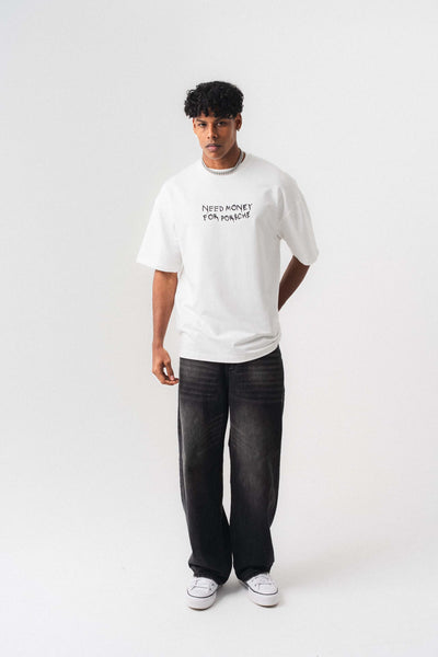 Need Money For Porsche Beyaz Oversize Baskılı T-Shirt