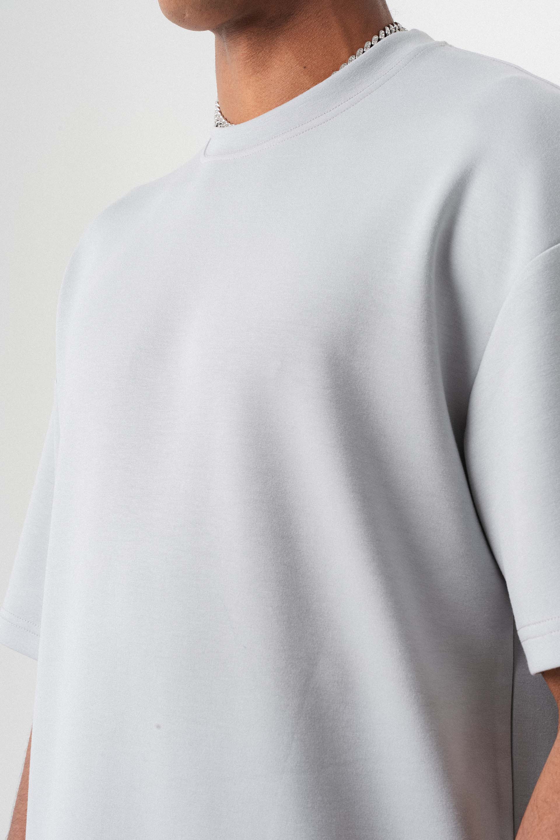 Oversize Basic Açık Gri T-Shirt