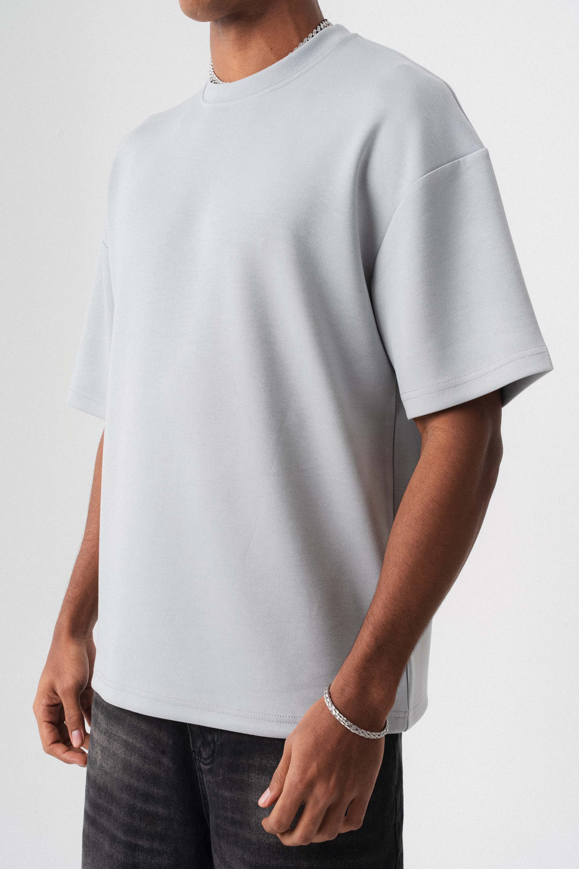 Oversize Basic Açık Gri T-Shirt