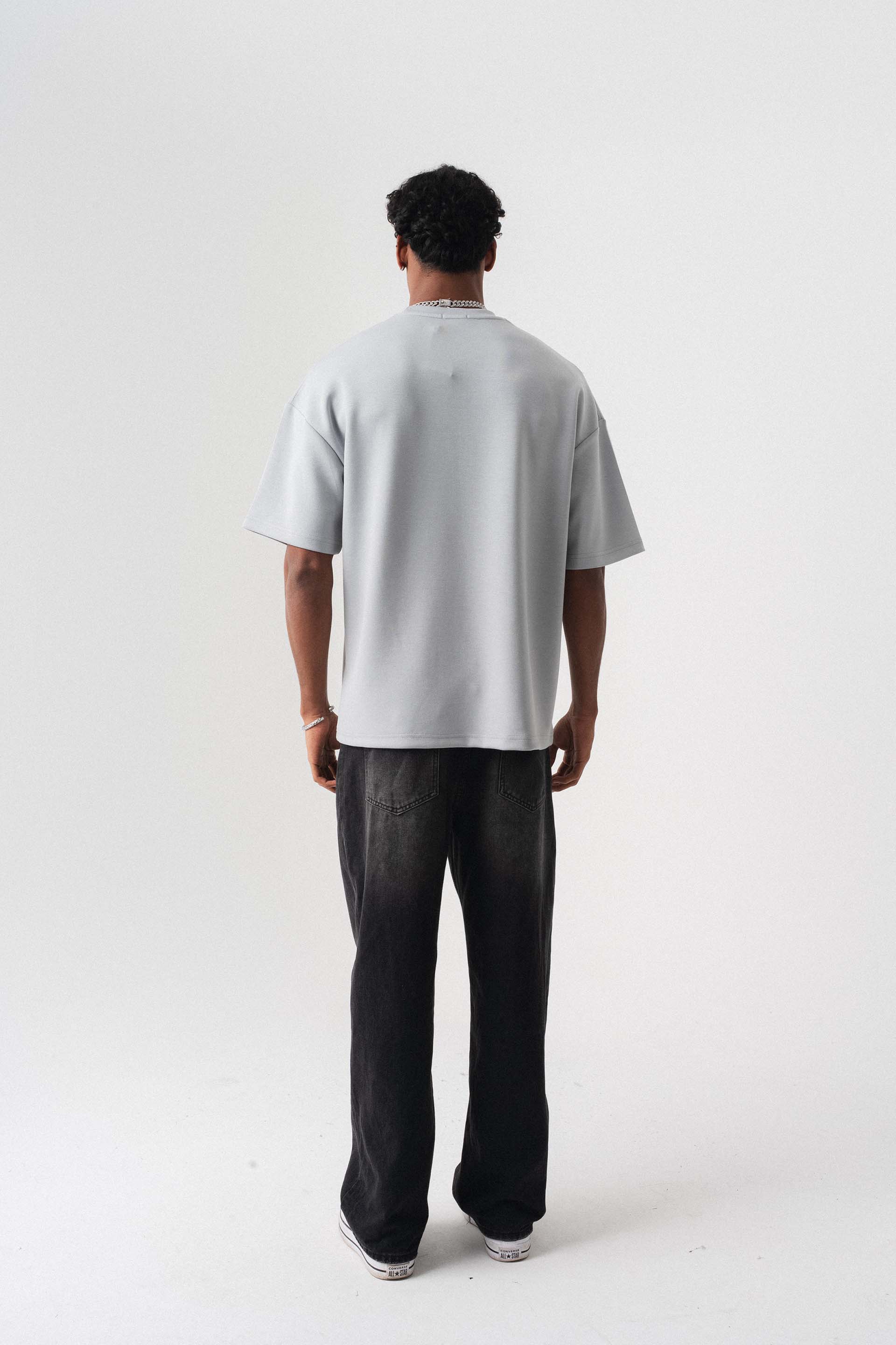 Oversize Basic Açık Gri T-Shirt