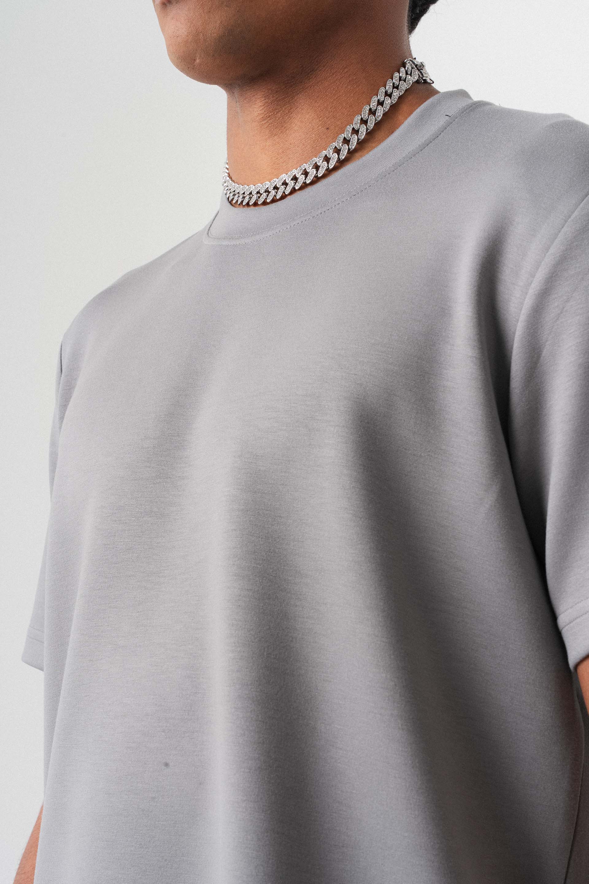 Oversize Basic Açık Gri T-Shirt