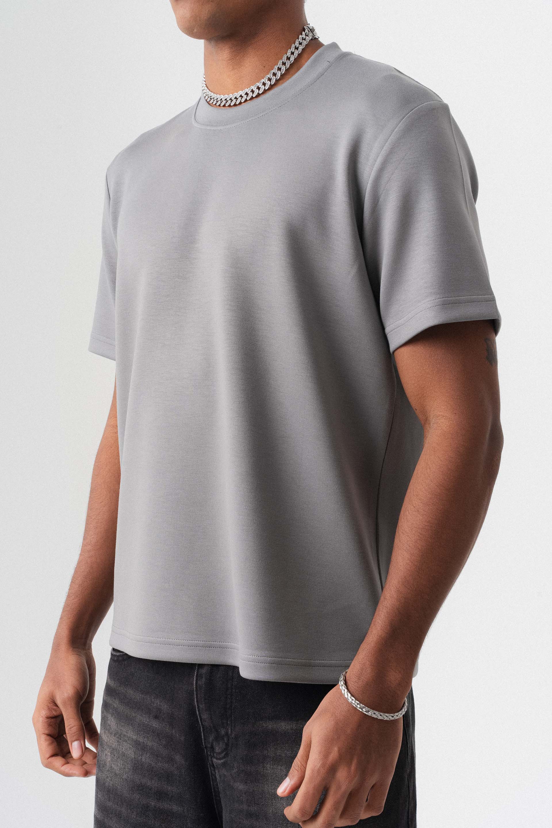 Oversize Basic Açık Gri T-Shirt